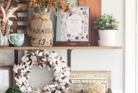 Seasonal Decorating for Fall Farmhouse Kitchen Shelves