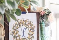 Free Cotton Wreath Printable with Personalized Monogram
