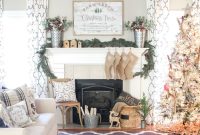 Farmhouse Christmas Mantel with Fresh Trees