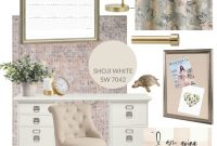 Feminine Blush and Brass Office Design Mood Board