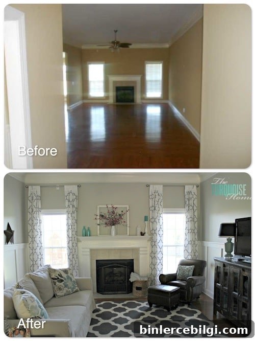 Before and After Living Room Makeover | TheTurquoiseHome.com