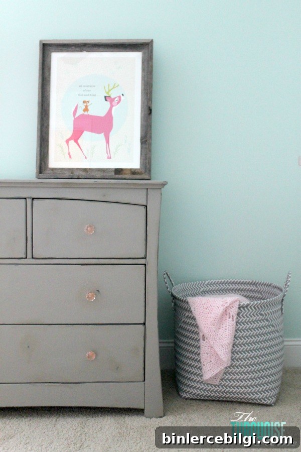Gray Chalk Paint Dresser Makeover | TheTurquoiseHome.com