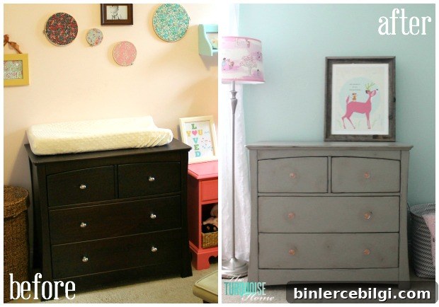 Gray Chalk Paint Dresser Makeover: Before and After | TheTurquoiseHome.com