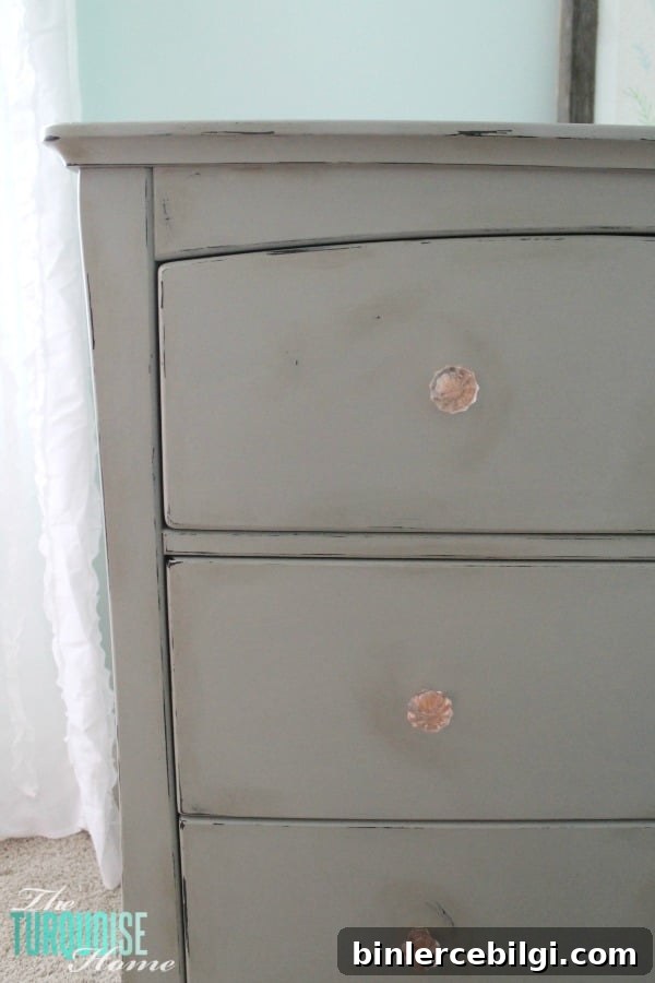 Gray Chalk Paint Dresser Makeover | TheTurquoiseHome.com