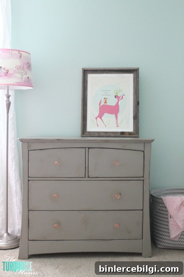 Gray Chalk Paint Dresser Makeover | TheTurquoiseHome.com