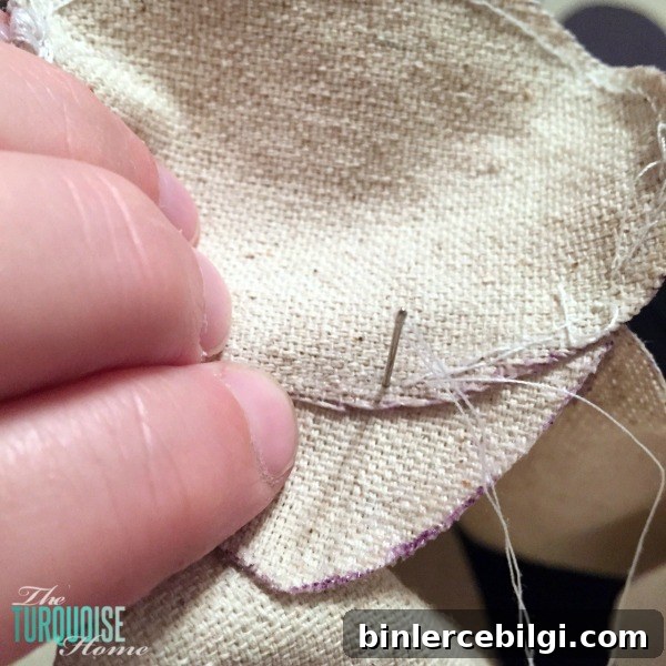 sewing burlap