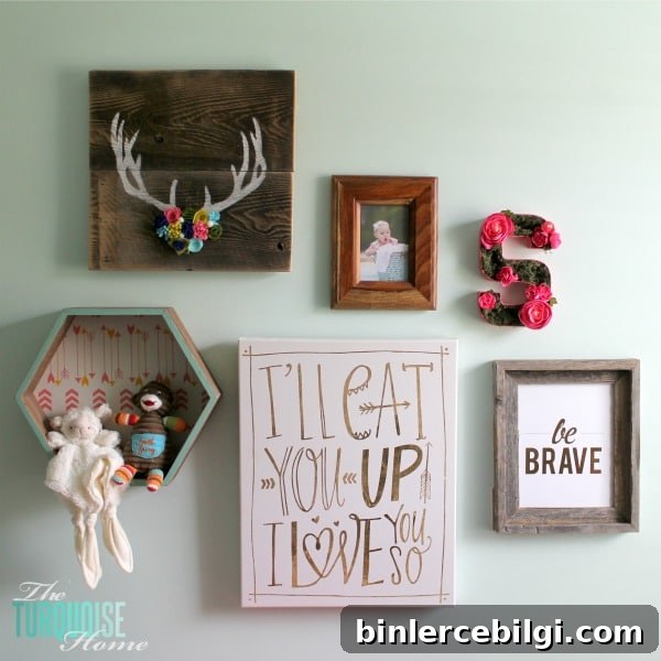 I love this sweet and simple DIY project - perfect for a baby girl's nursery | DIY Flower and Moss Initial Art via TheTurquoiseHome.com