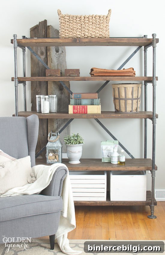 Industrial Wood and Pipe Shelves