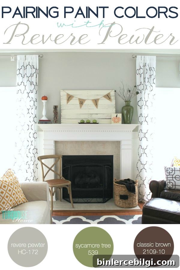 This is the most beautiful and versatile gray paint color out there. I love it in any room of the house and you can pair it with any other color. Love my Revere Pewter! Find out some great coordination colors! | Details at TheTurquoiseHome.com
