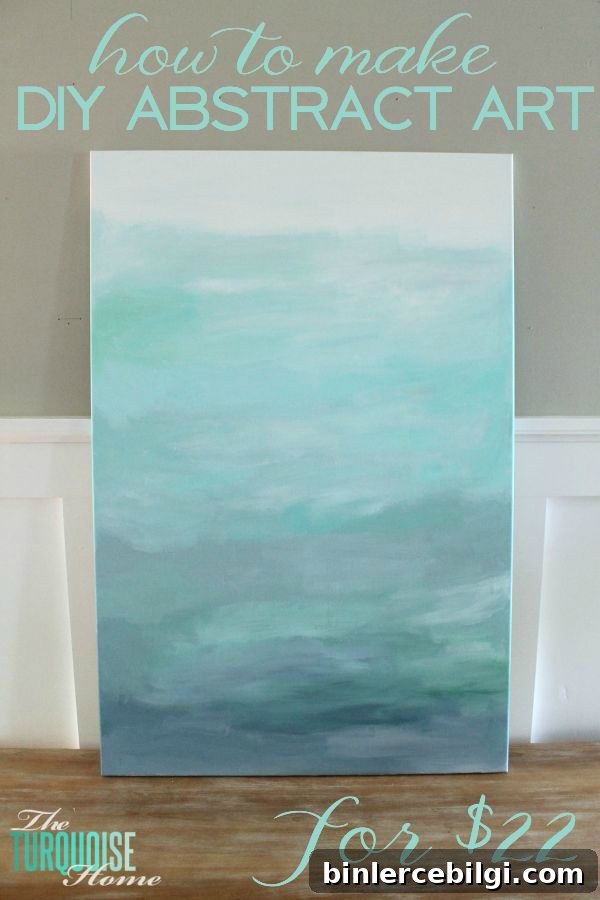Gorgeous blue waters have the makings of an expensive abstract art piece, but it's not! It's a quick DIY project with just paint and a canvas! Less then $22 for custom, gorgeous art in your home. | Tutorial at TheTurquoiseHome.com