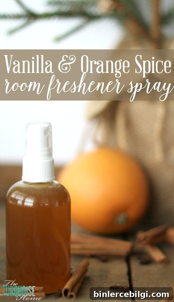 Vanilla and Orange Spice Room Spray with Warm Citrus Aroma 3 Smells like Christmas!! Vanilla and Orange Spice Room Freshener Spray. So simple and cheap! | Details at TheTurquoiseHome.com
