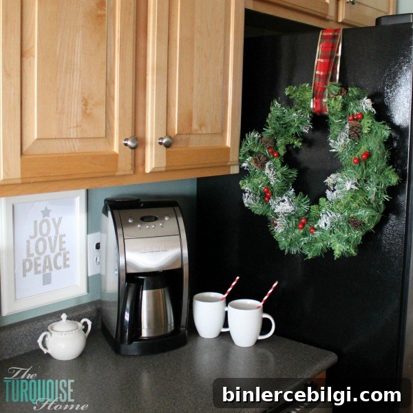 Christmas Coffee Station | Christmas Decorating in the Kitchen | TheTurquoiseHome.com