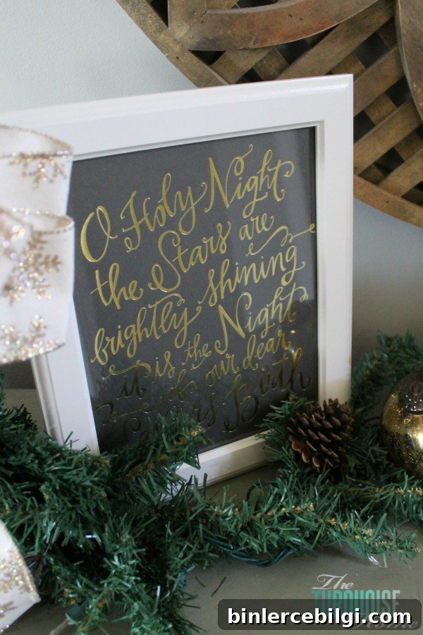 O Holy Night Lindsay Letters Art | Christmas Decorating in the Entry Way | TheTurquoiseHome.com