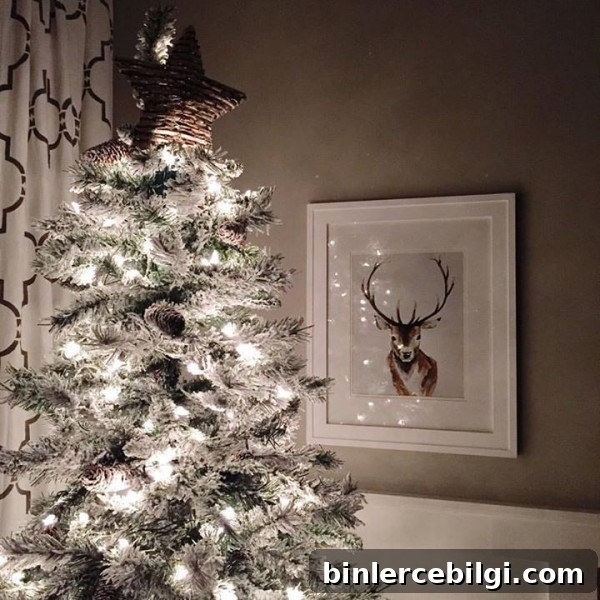 Beautiful flocked tree from ... Walmart! :) | TheTurquoiseHome.com