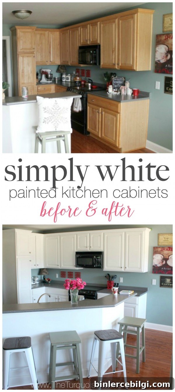 DIY Painted Kitchen Cabinets with Benjamin Moore Simply White 