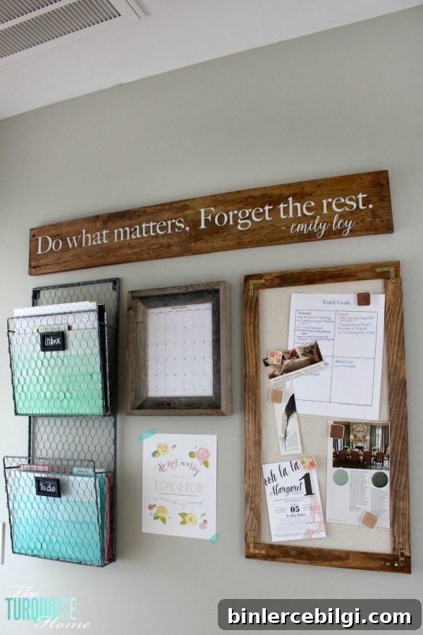 Don't let paper overrun your life!! How to Tame the Paper Clutter: Industrial Farmhouse Command Center | TheTurquoiseHome.com