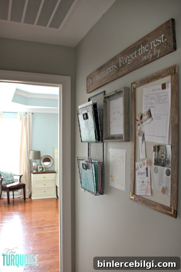 Don't let paper overrun your life!! How to Tame the Paper Clutter: Industrial Farmhouse Command Center | TheTurquoiseHome.com