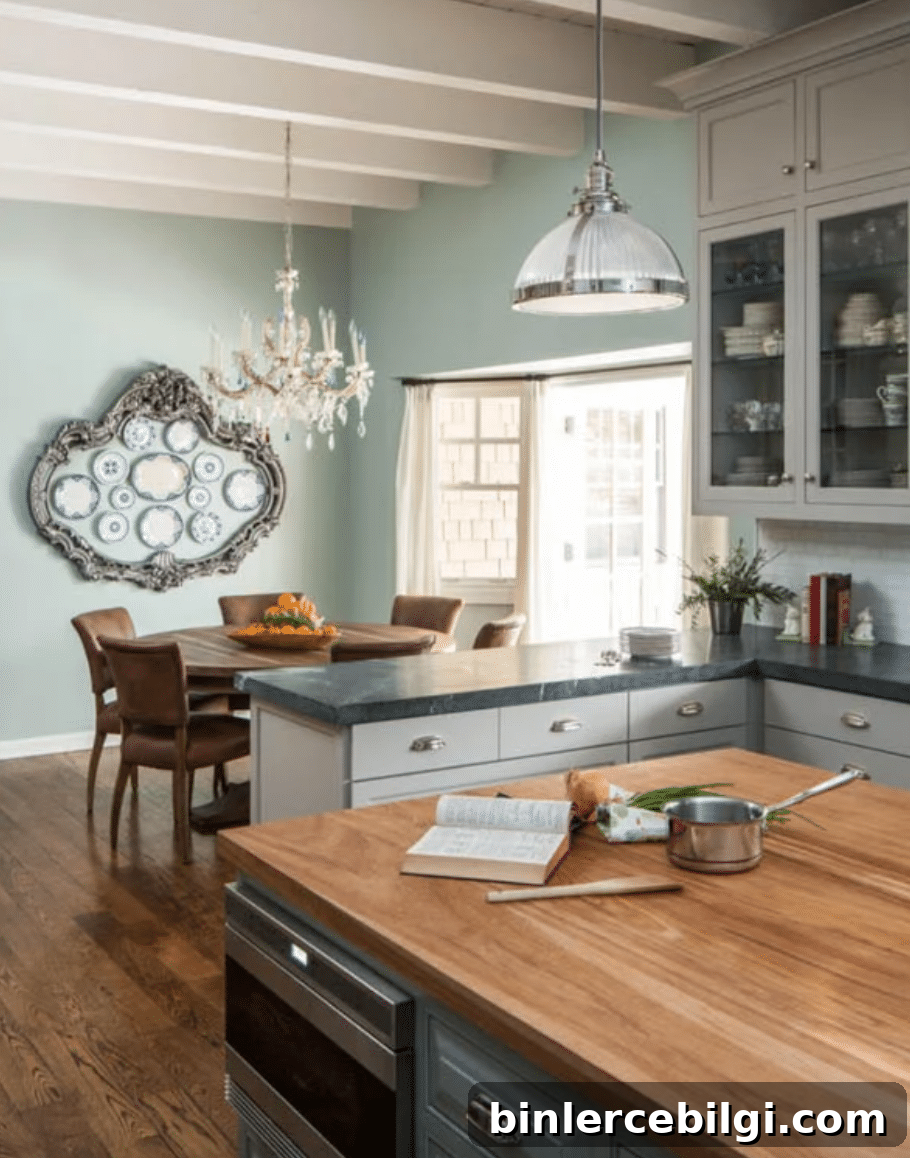 Blue-green kitchen walls