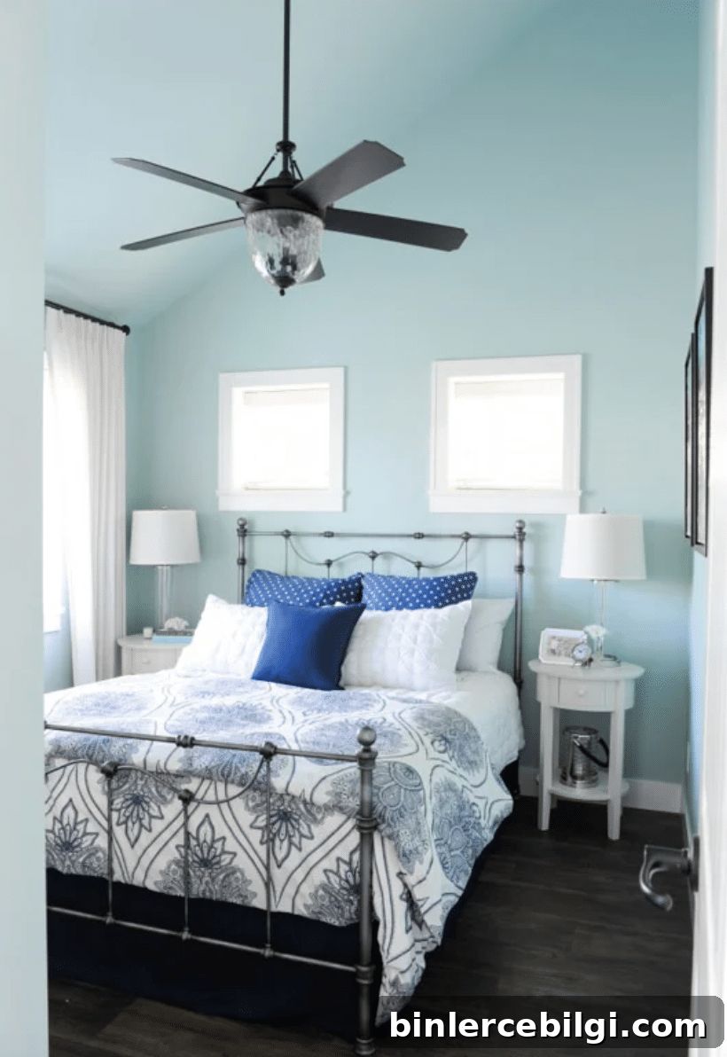 Muted blue bedroom