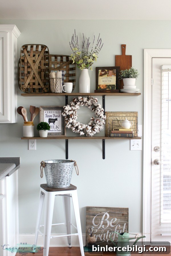 LOVE these tips for styling shelves. These $40 DIY shelves were transformed with some old and new farmhouse decor.