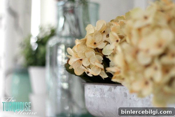 Farmhouse Fresh Spring Mantel | All the details to get this look at TheTurquoiseHome.com