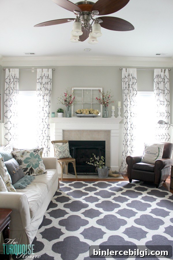 Farmhouse Fresh Spring Mantel | All the details to get this look at TheTurquoiseHome.com
