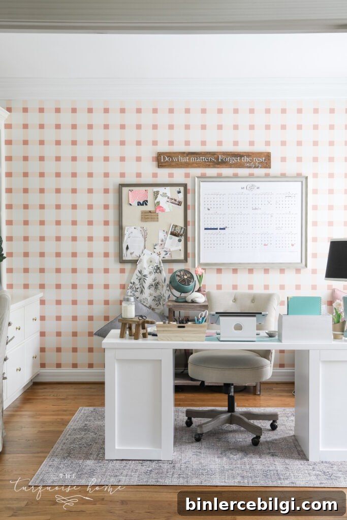 Painted plaid wall treatment