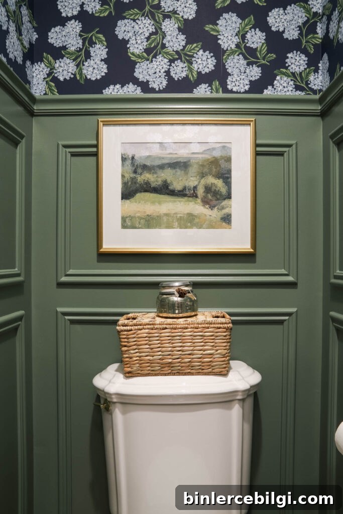 Powder room with picture frame molding