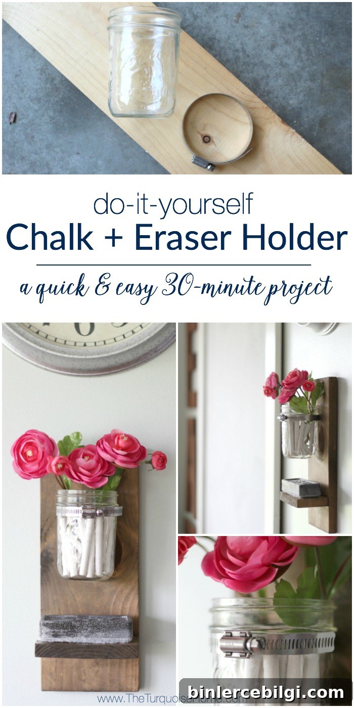 Wow! This is so cute and so easy!! DIY Chalk and Eraser Holder for a Chalkboard | DIY Tutorial | TheTurquoiseHome.com