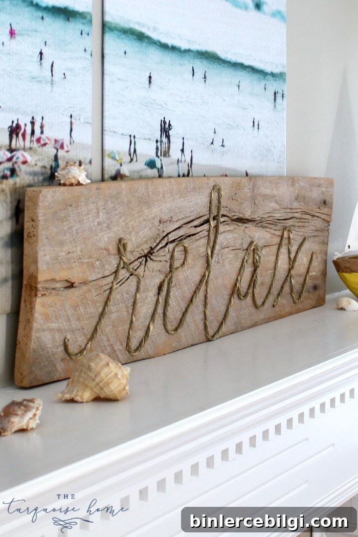This sign is so cute, easy to make and perfect for your summer decor! DIY Weathered Rope Sign | Full Tutorial