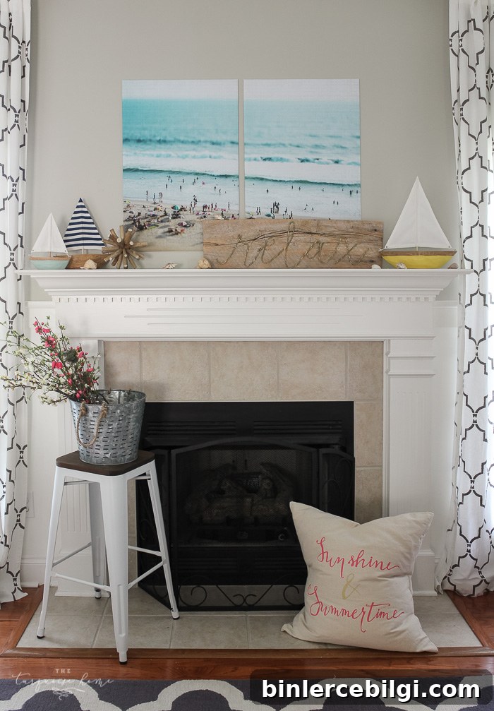 beach summer decor in living room