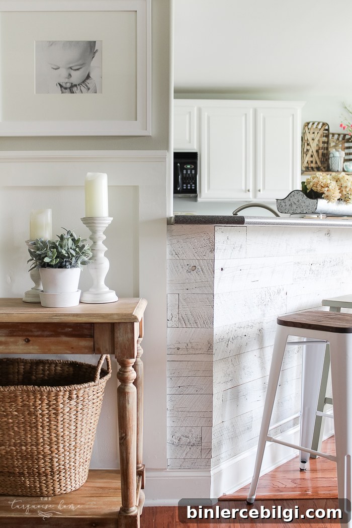 LOVE this beautiful transformation!! Weathered Reclaimed Kitchen Bar