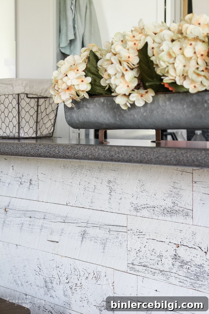 LOVE this beautiful transformation!! Weathered Reclaimed Kitchen Bar