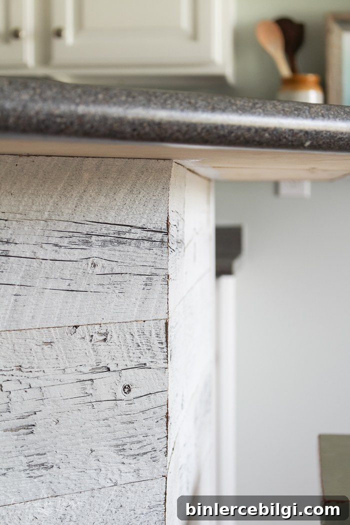LOVE this beautiful transformation!! Weathered Reclaimed Kitchen Bar
