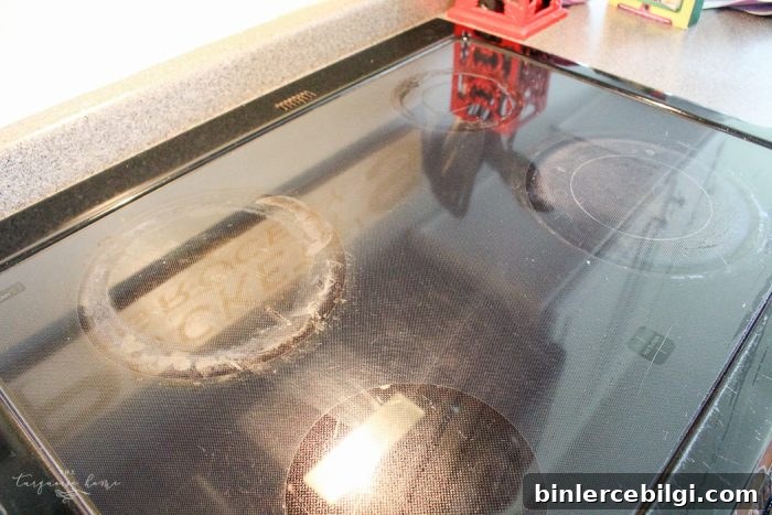 Non-Toxic Glass Stove Top Cleaner - before and after