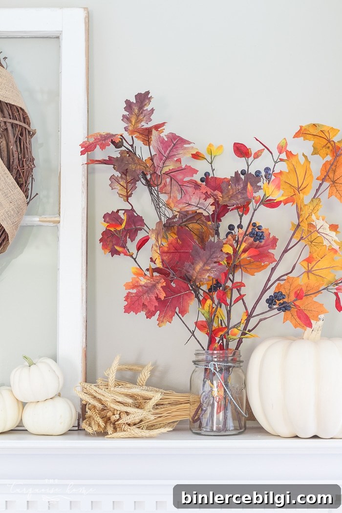 Natural Rustic Fall Mantel Decor 11 Cozy and rustic living room dressed up for fall!