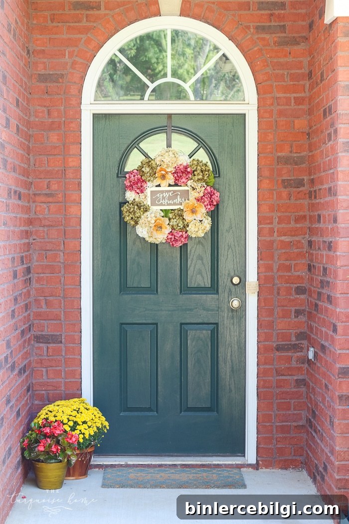 Natural Rustic Fall Mantel Decor 14 Pretty fall front door with a new DIY wreath!