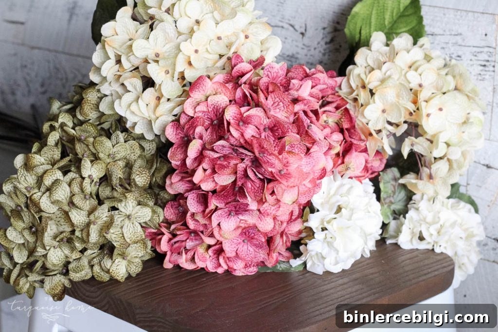 Materials to make a fall hydrangea wreath