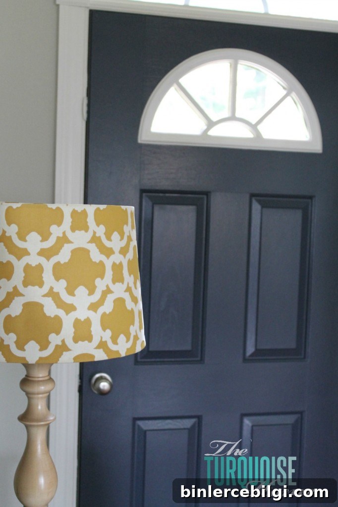 Hale Navy with yellow lamp shade