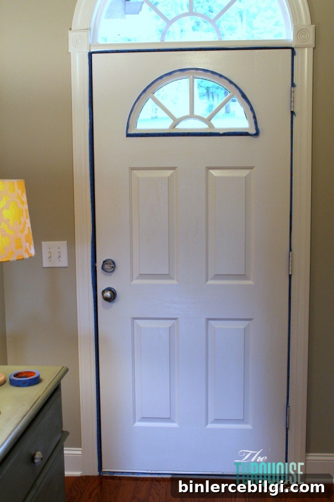 taping off painted front door