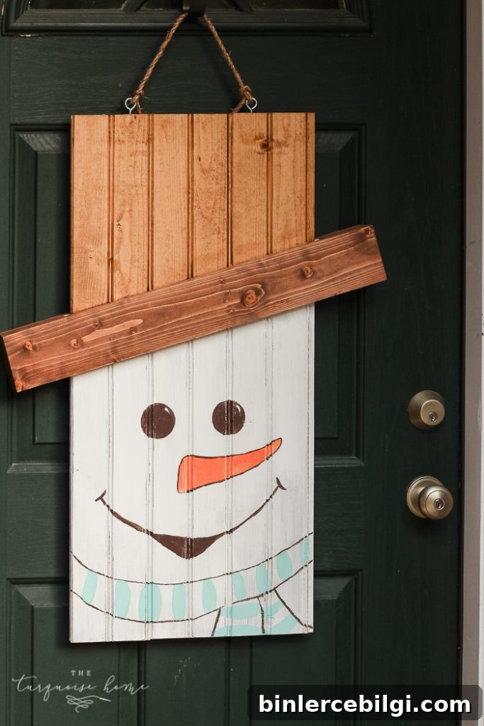 DIY Rustic Snowman Door Hanger #dihworkshop
