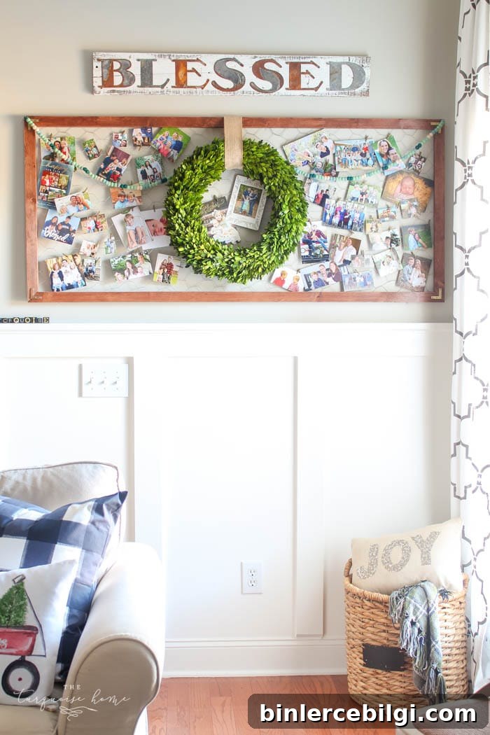 A fun way to display photo Christmas cards all year long!