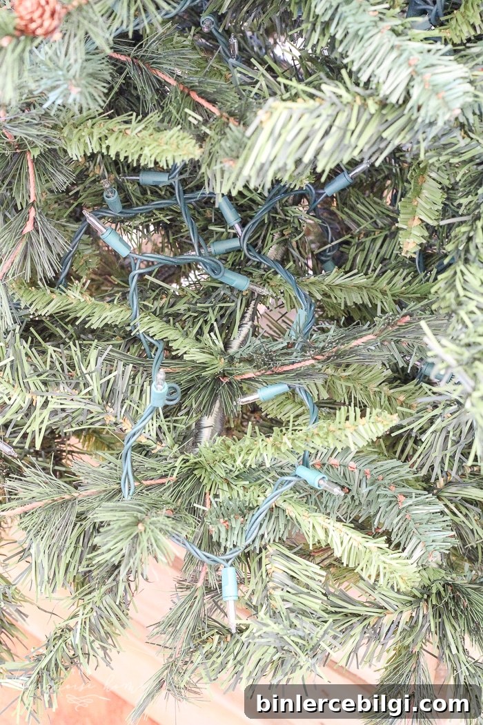 How to string lights on a Christmas tree