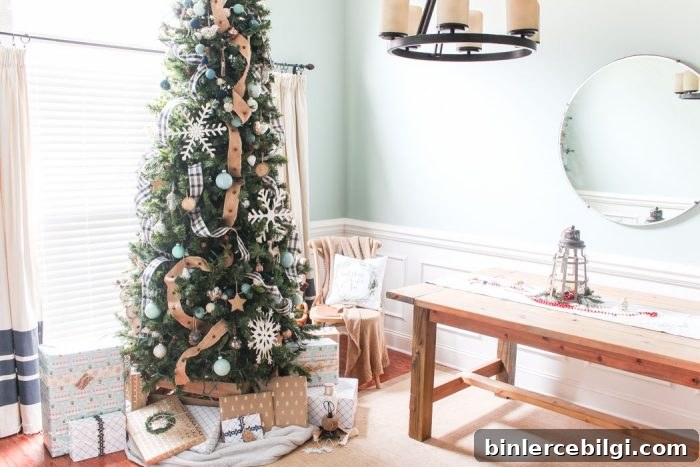 Navy Buffalo Check and Turquoise Christmas Tree