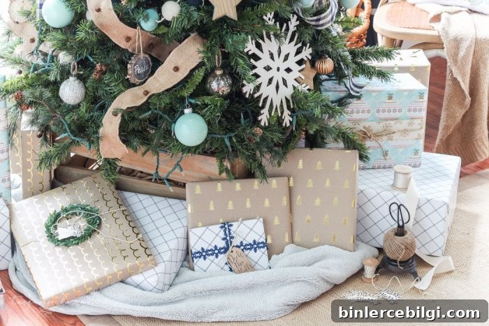 Navy Buffalo Check and Turquoise Christmas Tree