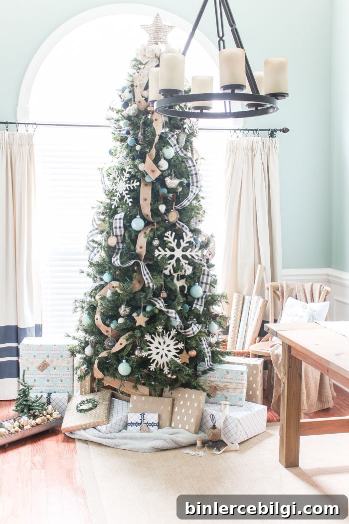 Navy Buffalo Check and Turquoise Christmas Tree