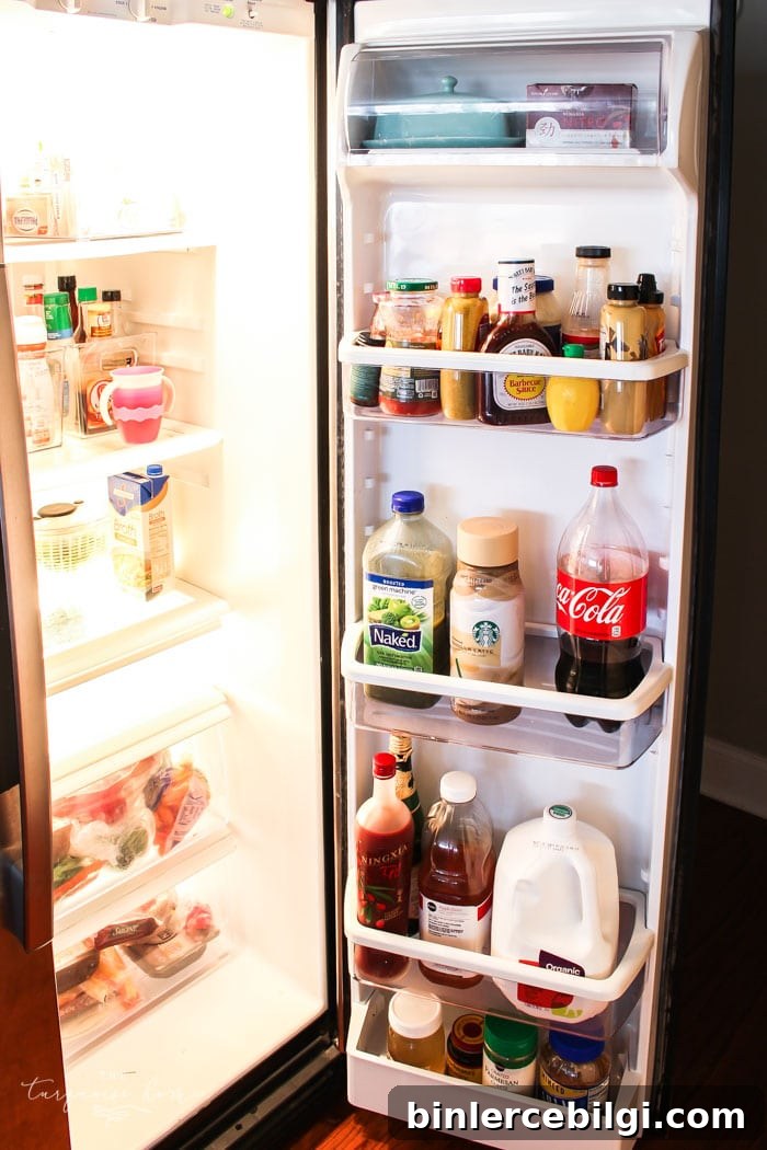 Organized fridge with bins