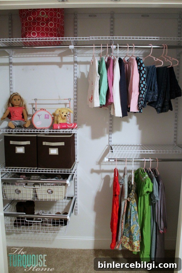 Closet Organization Systems — Day 23 of 30: Simplify Your Closet 3 Organizing: Miss A's New Closet System | TheTurquoiseHome.com
