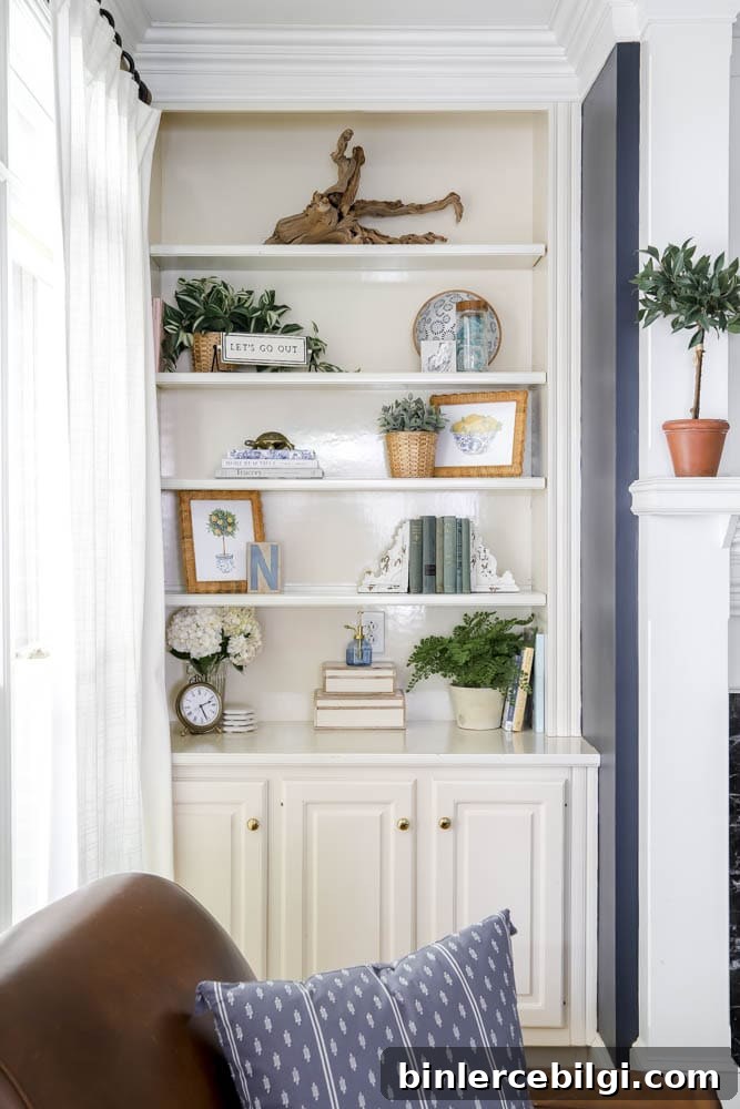 How to Organize a Home With No Storage Space 4 summer styled built-in shelves