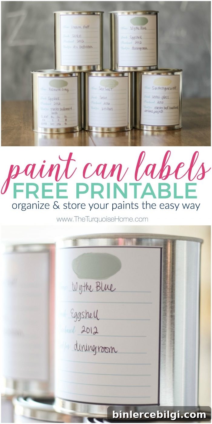 Paint Can Labels Free Printable | Organize Paints | Paint Storage | 30 Days to Less of a Hot Mess Challenge